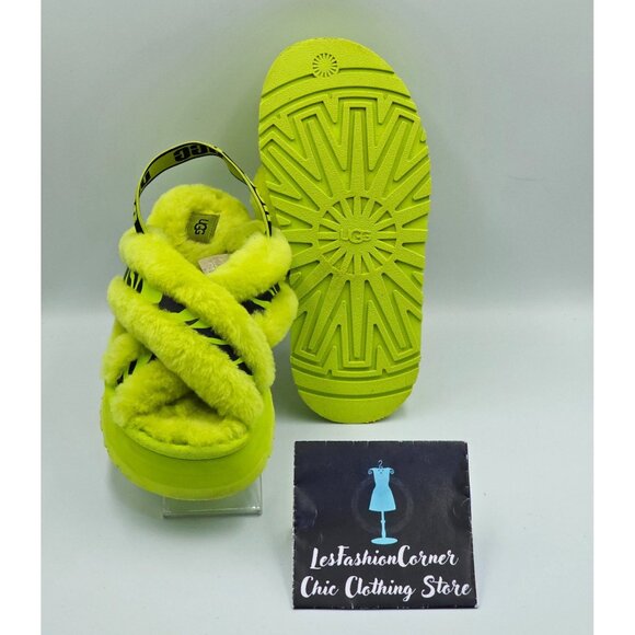 UGG Women's Animalia Green Disco Cross Slide Platform Sandals Size 7 2695 - Picture 3 of 16